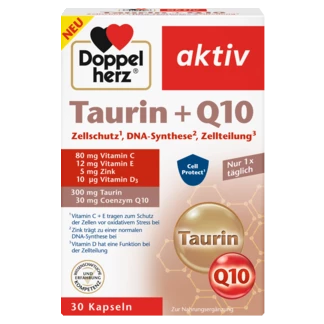 Abbildung der Produktverpackung Doppelherz aktiv Taurin + Q10 Frontansicht